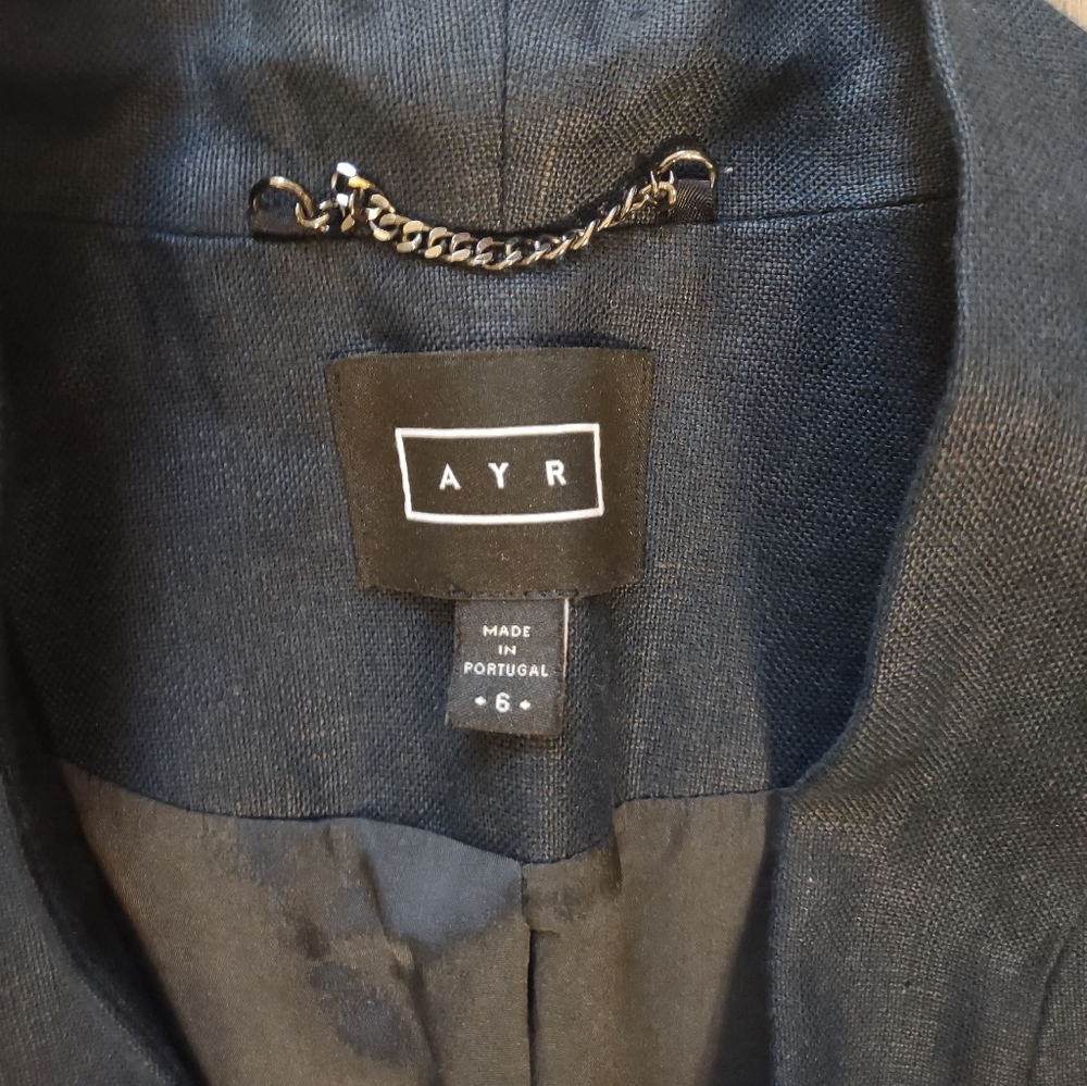 AYR Linen Navy Blue  Women's Blazer Sz 6 - Picture 5 of 12